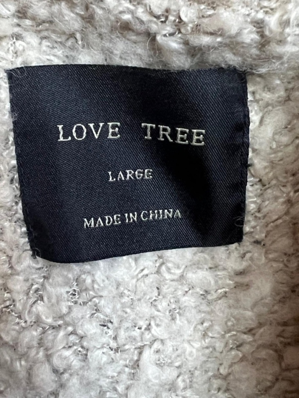 Love Tree Cream Bouclé Faux-Sherpa Vest with Tan Trim - Picture 3 of 5